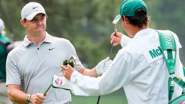Rory McIlroy is pictured in the second round at the 2023 Masters.